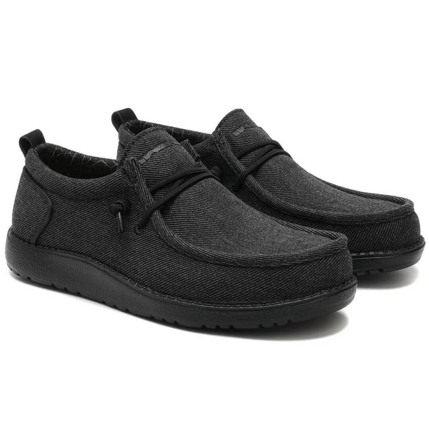 Zapatos 1TAZERO, anchos, de lona, sin cordones, negros, para hombre, talla 11