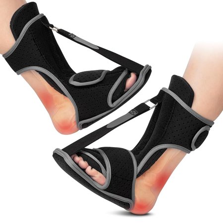Plantar Fasciitis Night Splint: Adjustable Brace with Arch Support | Dorsal Night Splint for Women Men | Dual Effective Relief Achilles Tendonitis Foot Drop Heel Pain【 Black-2Pack 】