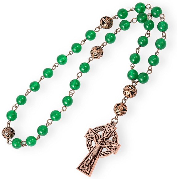 Nazareth Store Gemstone Beads Anglican Rosary Beaded Prayer Handmade Rosary (Green Jade Anglican Rosary), 22 Inches, Stone, Amethyst