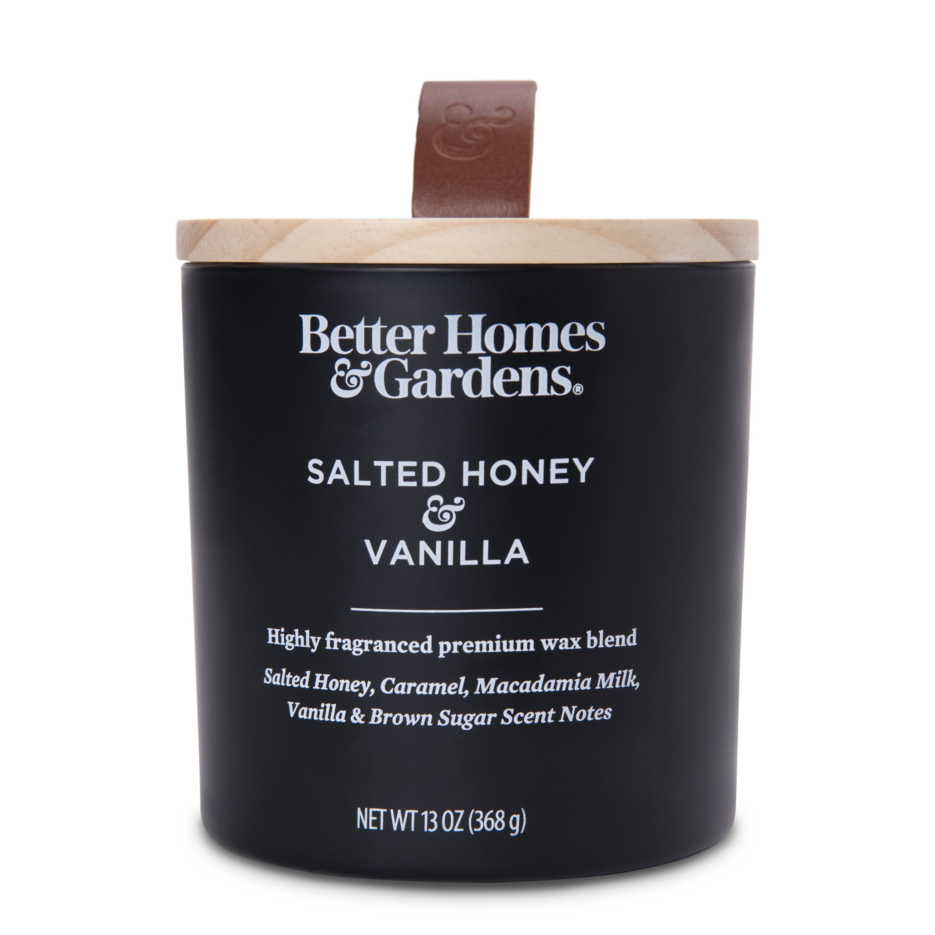 Better Homes & Gardens 13oz Salted Honey & Vanilla Scented Wooden Wick Candle
