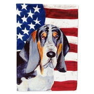 Caroline's Treasures LH9014CHF USA American Flag With Basset