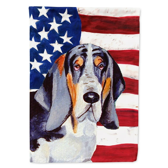 Carolines Treasures LH9014CHF 28 x 40 in. USA American Flag with Basset Hound House Size Canvas Flag