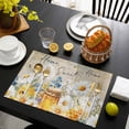 thumbnail image 3 of Daisy Spring Floral Placemats Set of 4, Farmhouse Botanical Bees Elegant Placemats for Dining Table, Place Mats for Kitchen Tabletop, Waterproof Wipeable Dining Table Mats Set, 3 of 9