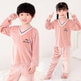 thumbnail image 4 of Conjunto de Pijamas Unisex para niño y niña, ropa de dormir de terciopelo dorado, cálida, de invierno, 4 of 4