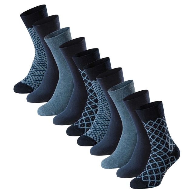SCHIESSER Calcetines para hombre, paquete de 10 - «Bluebird», mezcla de algodón, lisos/estampados Azul/estampado 39-42