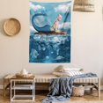 thumbnail image 6 of Mermaid Tapestry, Graphic Art Print of a Mermaid Girl on a Rock in the Sea Mythical Character, Wall Hanging for Bedroom Living Room Dorm Decor, 40" X 60", Navy Blue White, 6 of 6