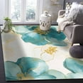 thumbnail image 5 of Area Rugs 5x7 Ft Abstract Floral White Green Flower Gold Line Retro Petals Non-Slip Washable Rug Indoor Rug Floor Mats Non Shedding Carpet for Living Room Bedroom Dining Room Home Decor, 5 of 8