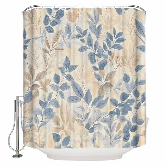 Extra Long Shower Curtain 72x84 Inch, Blue Yellow Botanical Shower Curtain Waterproof Bathroom Decor Vintage Spring Summer Fabric Bath Curtain Set Accessories with Hooks