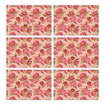 Pioneer Flower Floral Print Pattern Summer Placemats Table Placemats Set Of 6-Linen Kitchen Washable Placemats Table Mats 12x18 Inch Non-Slip Heat Resistant