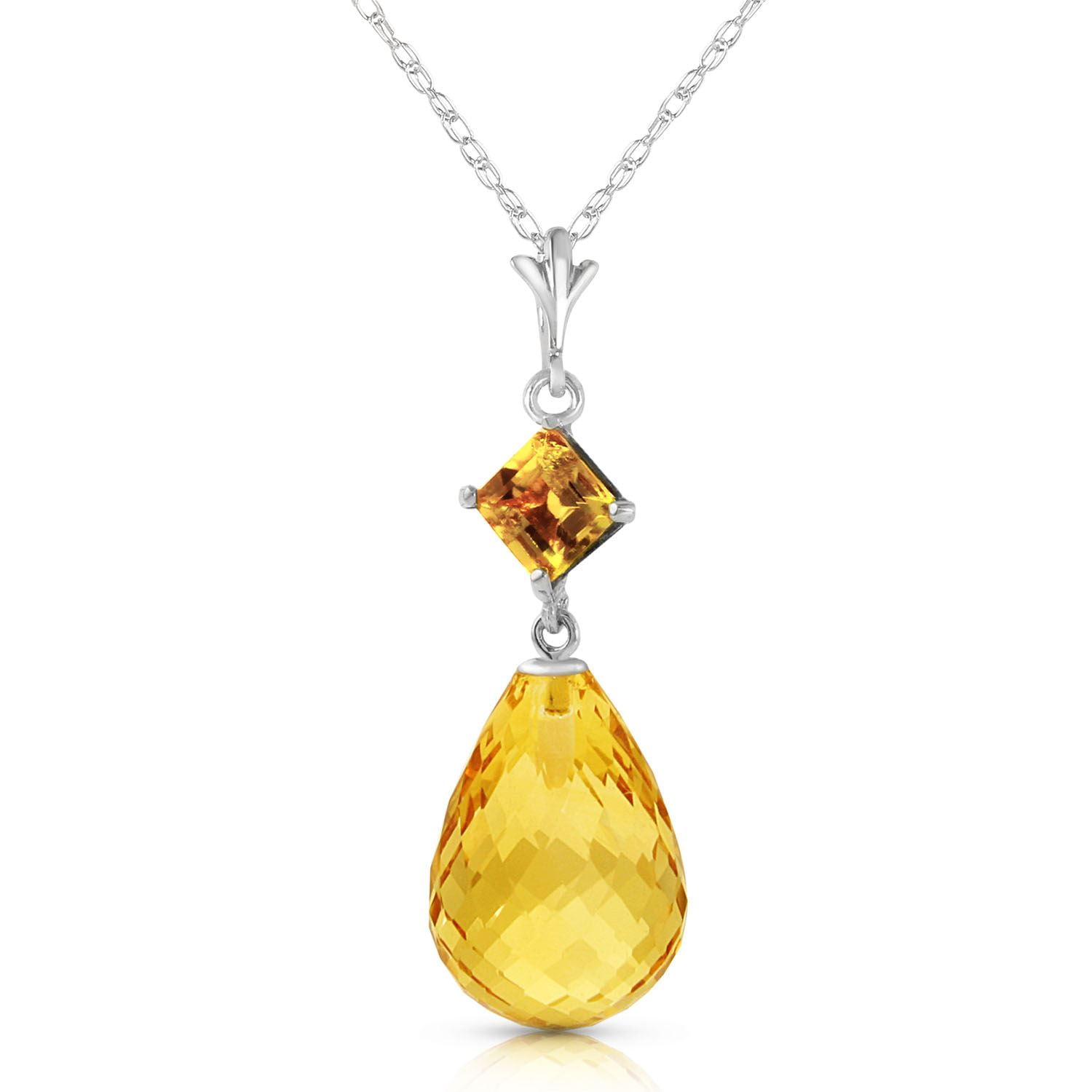 ALARRI 5.5 CTW 14K Solid White Gold Accentuate Citrine Necklace with 20 Inch Chain Length