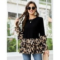 thumbnail image 3 of Yesfashion Women's Long Sleeve Ruffles Tunic Leopard Print Tops Babydoll Peplum Blouses, 3 of 5