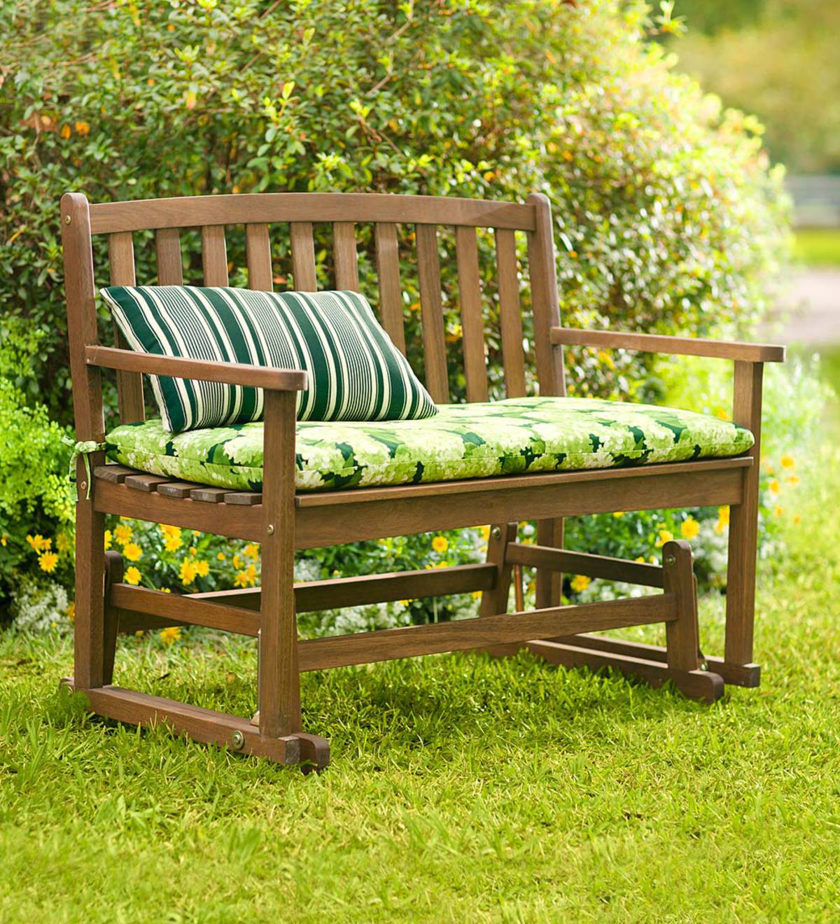 Plow & Hearth Eucalyptus Wood Love Seat Glider, Lancaster Outdoor Furniture Collection - Natural - image 2 of 2