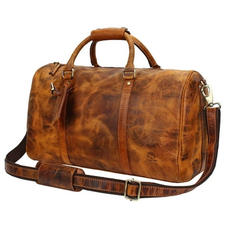 Leather Duffel Bags For Men Women - Airplane Underseat Carry On Luggage By Rustic Town - 0