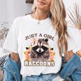 thumbnail image 4 of Jollimate Just a Girl Who Loves Raccoons T-Shirt, Cute Floral Coquette Bow Graphic Tee, Women's Shirt, 4 of 6