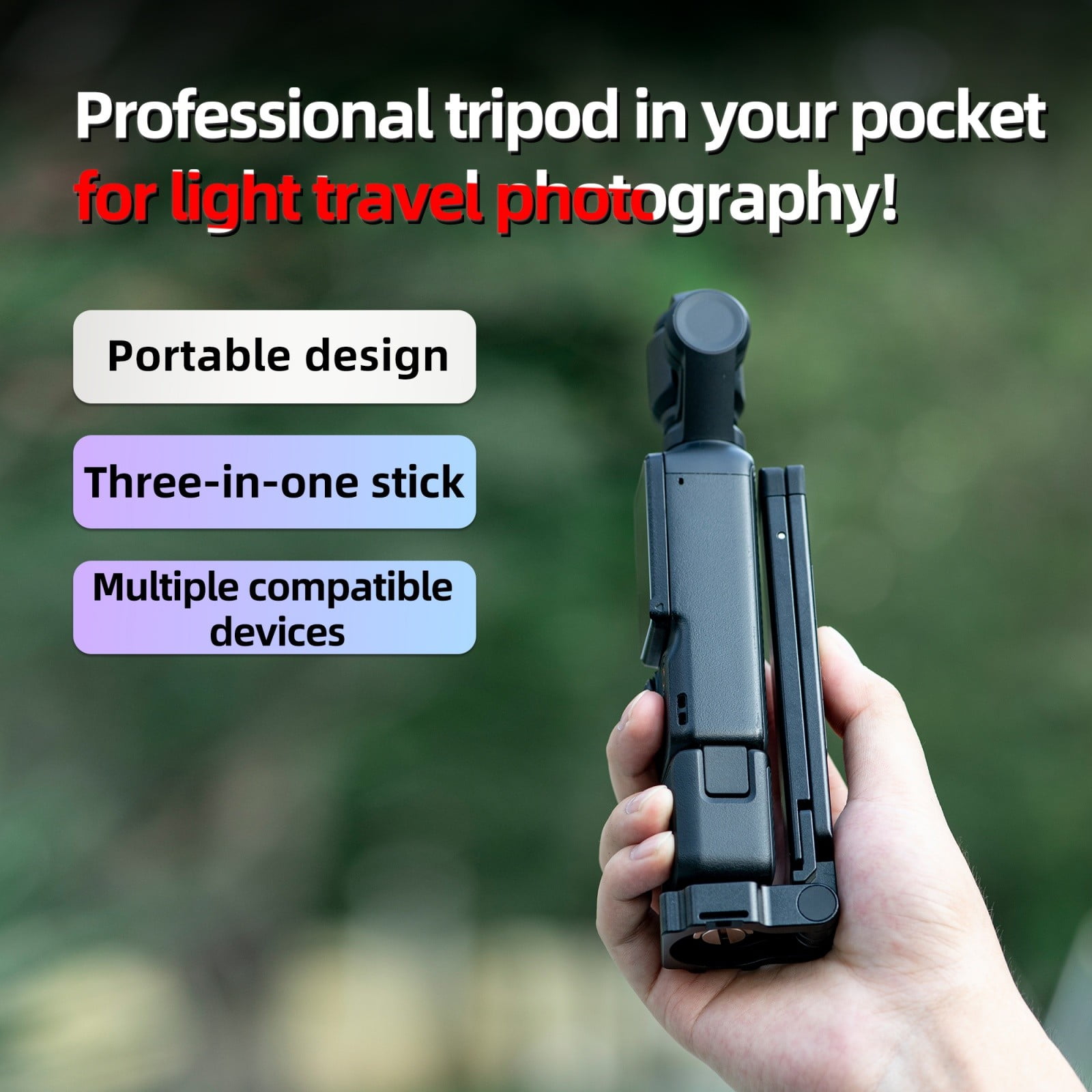 STARTRC Magnetic Foldable Tripod for Action Cameras, GoPro, DJI Pocket, Insta360 – 3-in-1 Aluminum Alloy Mini Tripod, Selfie Stick & Magnetic Mount with 250° Adjustable Head