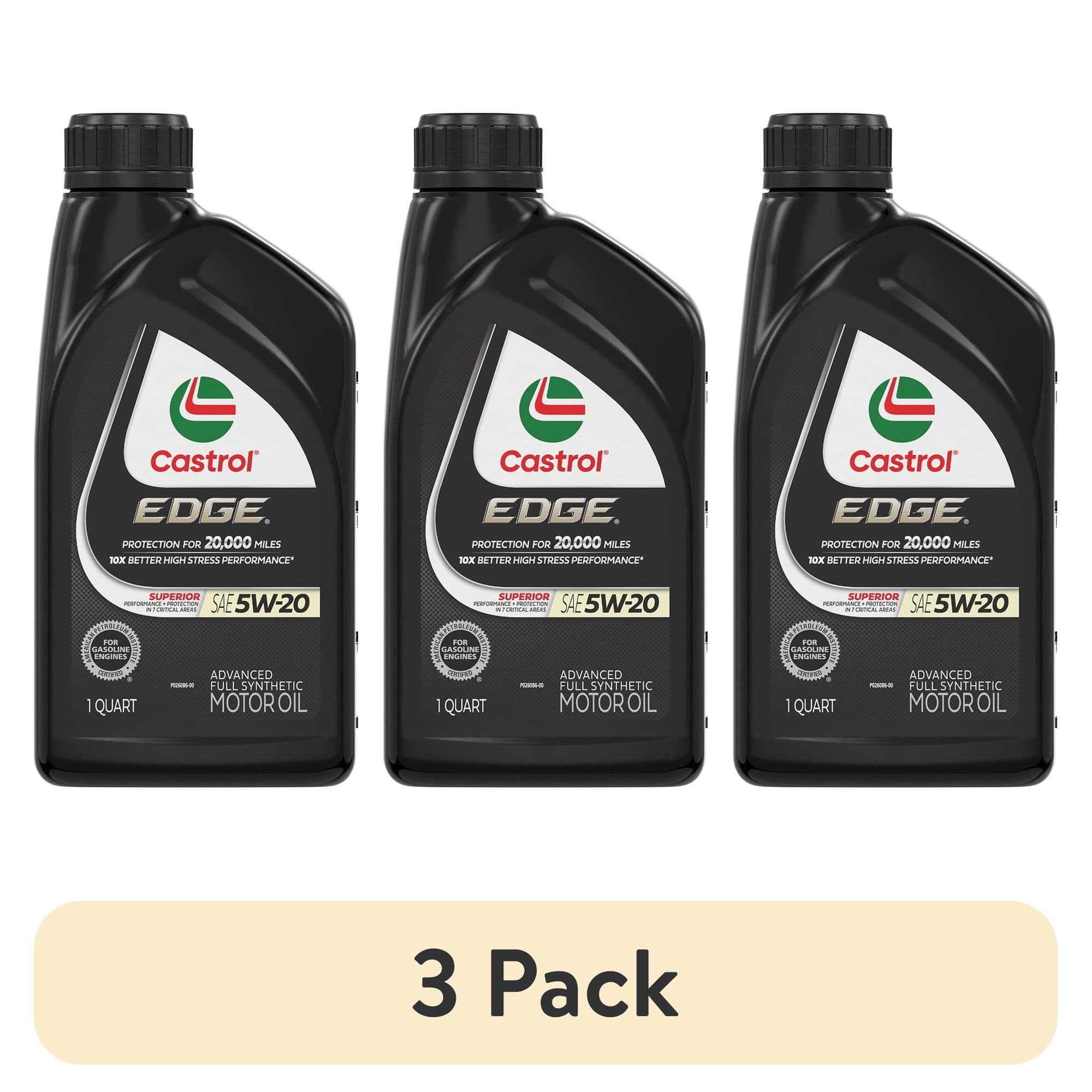(3 pack) Castrol Edge 5W-20 Advanced Full Synthetic Motor Oil 1 Quart
