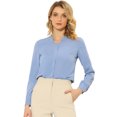 thumbnail image 1 of INSPIRE CHIC Blusa de gasa sólida de manga larga para oficina de trabajo para mujer Gris azul XL, 1 of 4