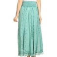 thumbnail image 2 of Sakkas Monola Long Tall Lace Embroidered Paneled Adjustable Waist Flare Skirt - Jade - Medium, 2 of 5