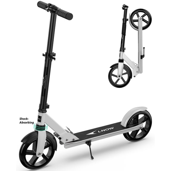 LNOW Kick Scooter for Teens, Kids & Adults, Max 240 lbs, Foldable, 8-Inch Wheels, 4 Adjustable Levels