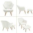 thumbnail image 5 of Guyou Faux Fur Accent Chair with Ottoman - 32" Wide Plush Lounge Chair for Living Room, Round Tufted Back Armchair, Cozy Reading Chair, White, 5 of 7