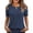 B Dark Blue, variant on Paiwinds Women's Cold Shoulder T-Shirt with Criss-Cross Straps, Short Sleeve Crew Neck Casual Top for Spring Summer