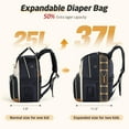 thumbnail image 3 of Diaper Bag Backpack - Extra Large Diaper Bag for 2 Kids Twin, Travel Baby Bags for Mom Dad 25-37L Expandable with Changing Pad Earphone Hole, Apricot Black, 3 of 8