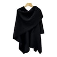 thumbnail image 1 of DPTALR Womens Solid Large Front Sweater Knitting Design Hollow Out Feel Wrap Topper Knitted Elegant Shawls Cape For Fall Winter, 1 of 5