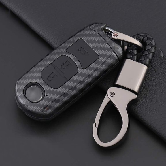 Carbon Fiber Texture Smart Key Fob Cover Case Full Protector Key Jacket Holder Keychain Keyring Fit for Mazda 3 Axela CX-5 CX-4 Atenza