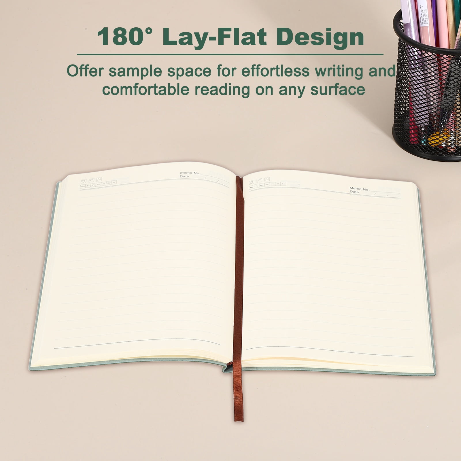 Uxcell Lined Journal Notebook 8.3" x 5.7", 2 Pcs A5 98 Pages Journaling Notebooks 80 GSM Thick Paper, Pu Leather Daily Journal Book Ribbed Texture, Green