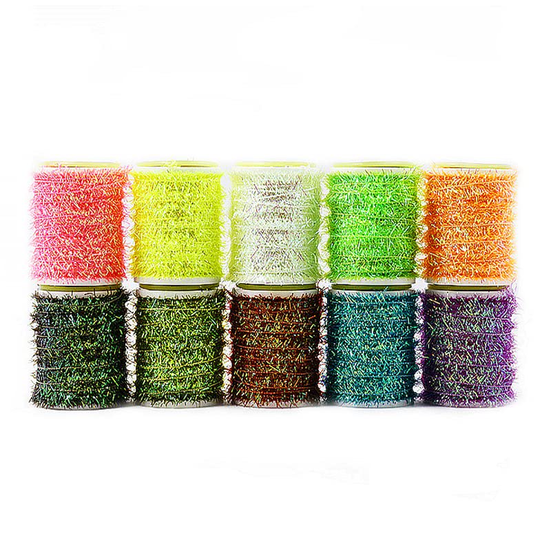 Fly Tying Chenile Yarn 10 Color Pearlescent Flat Cactus Spooled Materials 15 Yards