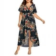 thumbnail image 2 of Bidobibo Womens Summer Plus Size Maxi Dresses Casual Loose Boho Floral Print High Low Split Dresses V-Neck Short Sleeve High Waist Flowy Beach Dress Travel Sundress, 2 of 6