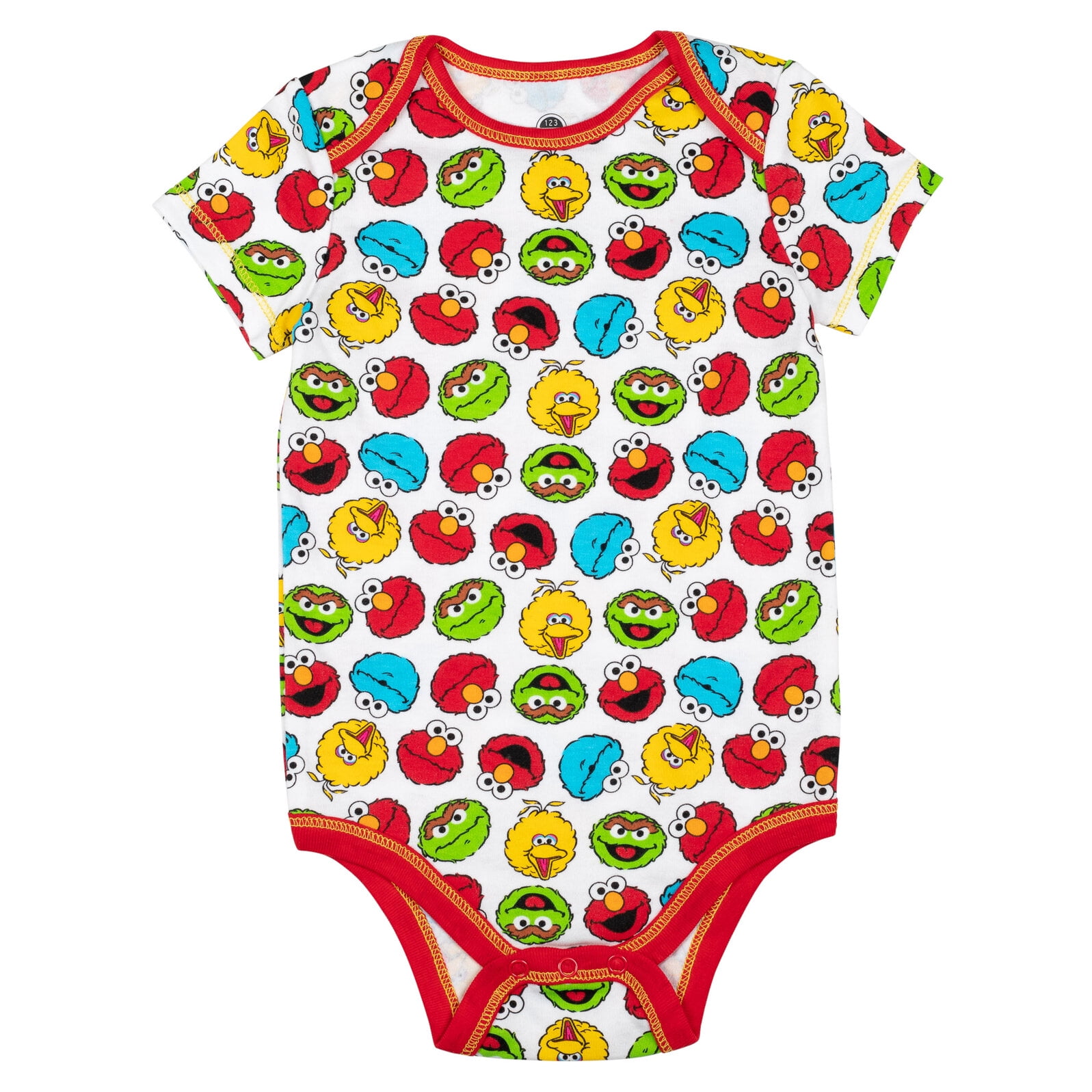 Sesame Street Elmo Cookie Monster Big Bird Infant Baby Boys 5 Pack Bodysuits Newborn to Infant