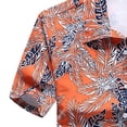 thumbnail image 3 of Defitshape Men's Hawaiian Shirt Short Sleeve Summer Aloha Beach Casual Shirts Vacation Button Down Plus Size Printed Print Hawaii Relaxed Fit Collared Lightweight Tropical Holiday Orange1 Small, 3 of 3