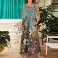 thumbnail image 7 of Women's Floral Print Overalls - Adjustable Straps Sleeveless Cotton Romper with Pockets for Summer Casual ,Army Green,L, 7 of 7