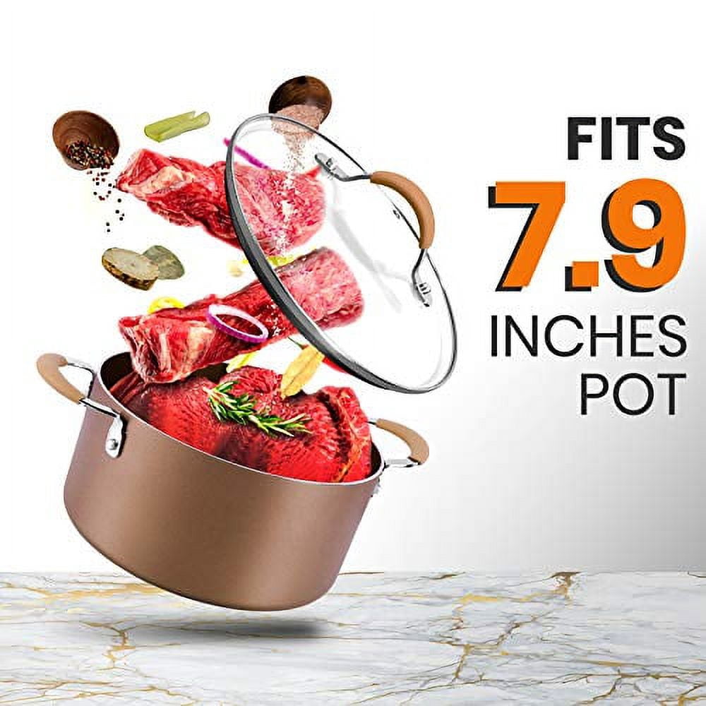 NutriChef Cooking Pot Lid - See-Through Tempered Glass Lids, 2.5 Quart (Works with Models: NCCW14S & NCCW20S)