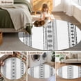 thumbnail image 6 of Black Geometric Round Area Rug 6 FT, Non Slip Bedroom Area Rug, Boho Lines White Modern Abstract Art Washable Soft Circular Carpet Floor Mat for Kitchen Dining Room Home Office Kids Room, 6 of 9
