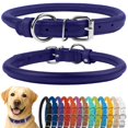 thumbnail image 1 of Collardirect Collar De Perro De Cuero Enrollado, Collar Redondo Acolchado Suave Para Cachorro, Collar De Cuero Genuino Hecho A Mano, Collares Para Perros Pequeños Y Grandes, 13 Colores (15-19 Pulgadas, 1 of 1