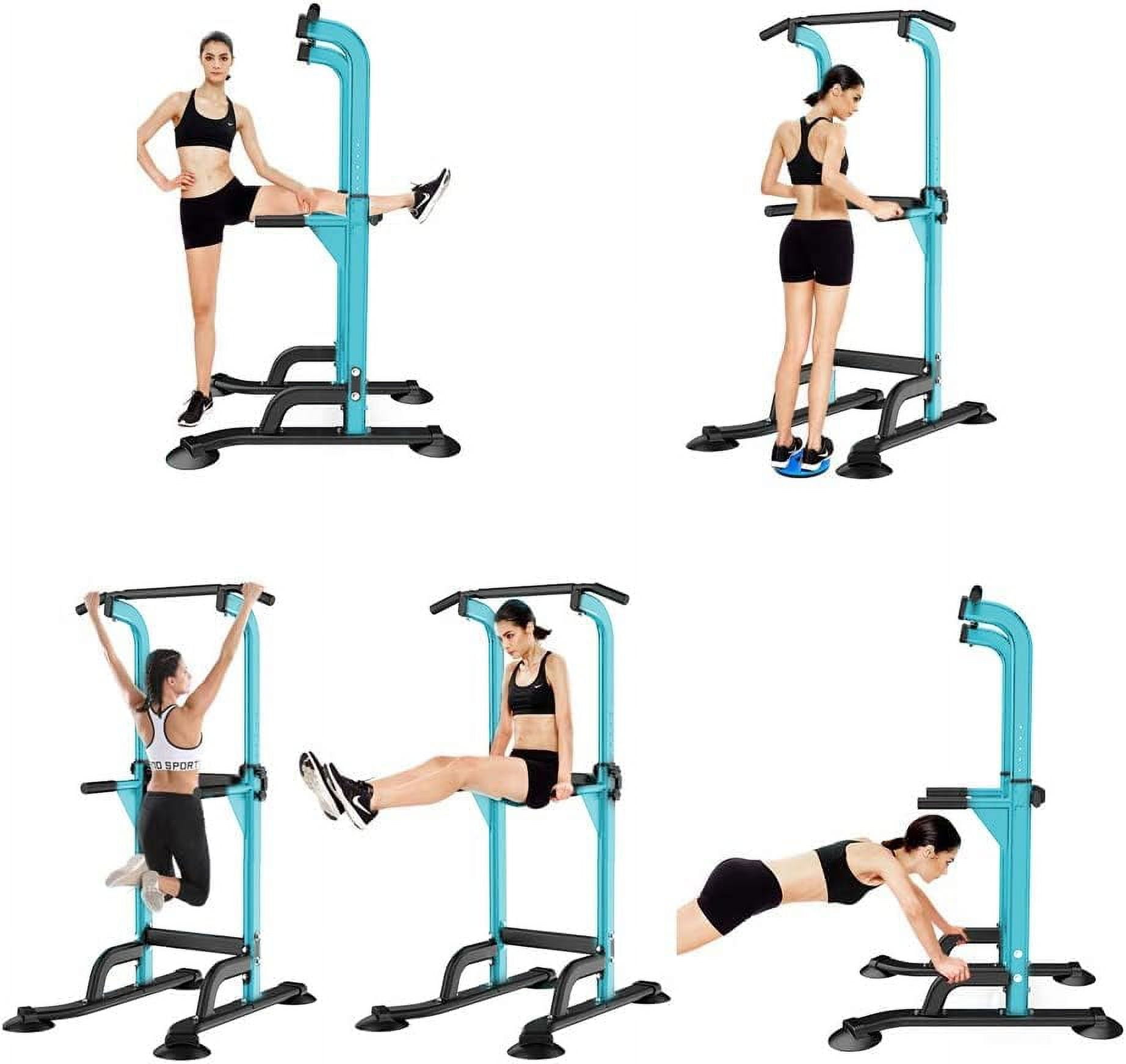 SOGES Height Adjustable Power Tower Dip Stands Pull up Bar Strength Training for Home Gym Blue
