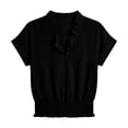 thumbnail image 6 of Ashirexll Womens Casual Tops V-Neck Short Sleeve Waist Cinching Top Casual Loose Summer Top for Spring Daily, 6 of 7