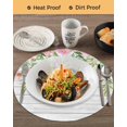 thumbnail image 3 of 15 Inch Round Placemats Set of 4, Colorful Flowers Non Slip Heat Insulation PP Table Mats, Spring Leaves Floral Botanical Wood Grain Washable Place Mats for Kitchen Dining Party Table Decor, 3 of 7