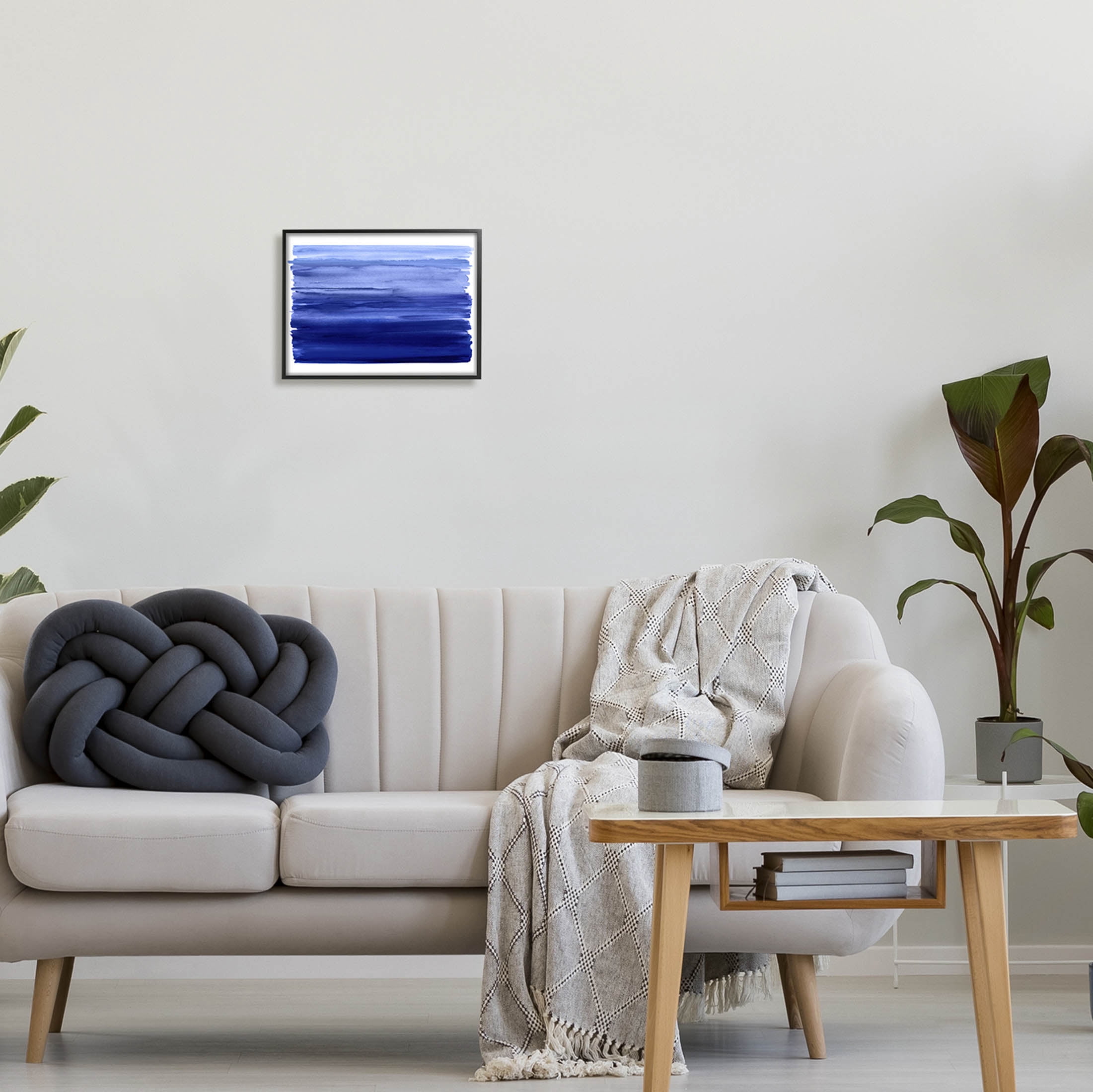 Stupell Industries Brushed Blue Gradient Form Graphic Art Black Framed Art Print Wall Art, Design by Allie Corbin