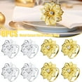 thumbnail image 1 of Flower Napkin Rings Set 6Pcs Buckle Durable Hollow Out Flower Metal Napkin Rings Holder Floral Rhinestone for Wedding Party Table Decor Silver, 1 of 11