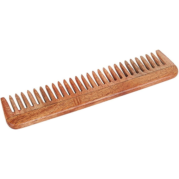 SVATV HANDCRAFTED NEEMWOOD COMB FOR DETANGLING HAIR FOR THICK, CURLY AND WAVY HAIR, NON-STATIC AND ECO-FRIENDLY WITH WIDE TOOTH FOR GROOMING HAIR COMB - (N-76)