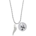 thumbnail image 1 of Delight Jewelry Good Luck Italian Horn Silvertone Script Initial Disc - H - Charm Necklace, 20"+3", 1 of 4