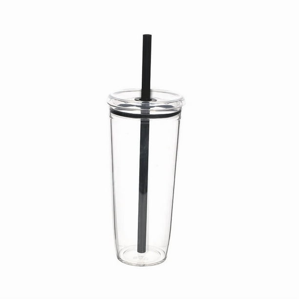 Taza con pajita, creativa, de cristal, para regalar, cristalería transparente para zumos, café, té, leche, chocolate caliente, ideal para fiestas, 600 ml.