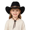 thumbnail image 2 of ZHOGXU Classic Western Cowboy Hat Heart Applique Chin Strap Kids Boys Girls Daily Casual Wear, 2 of 4
