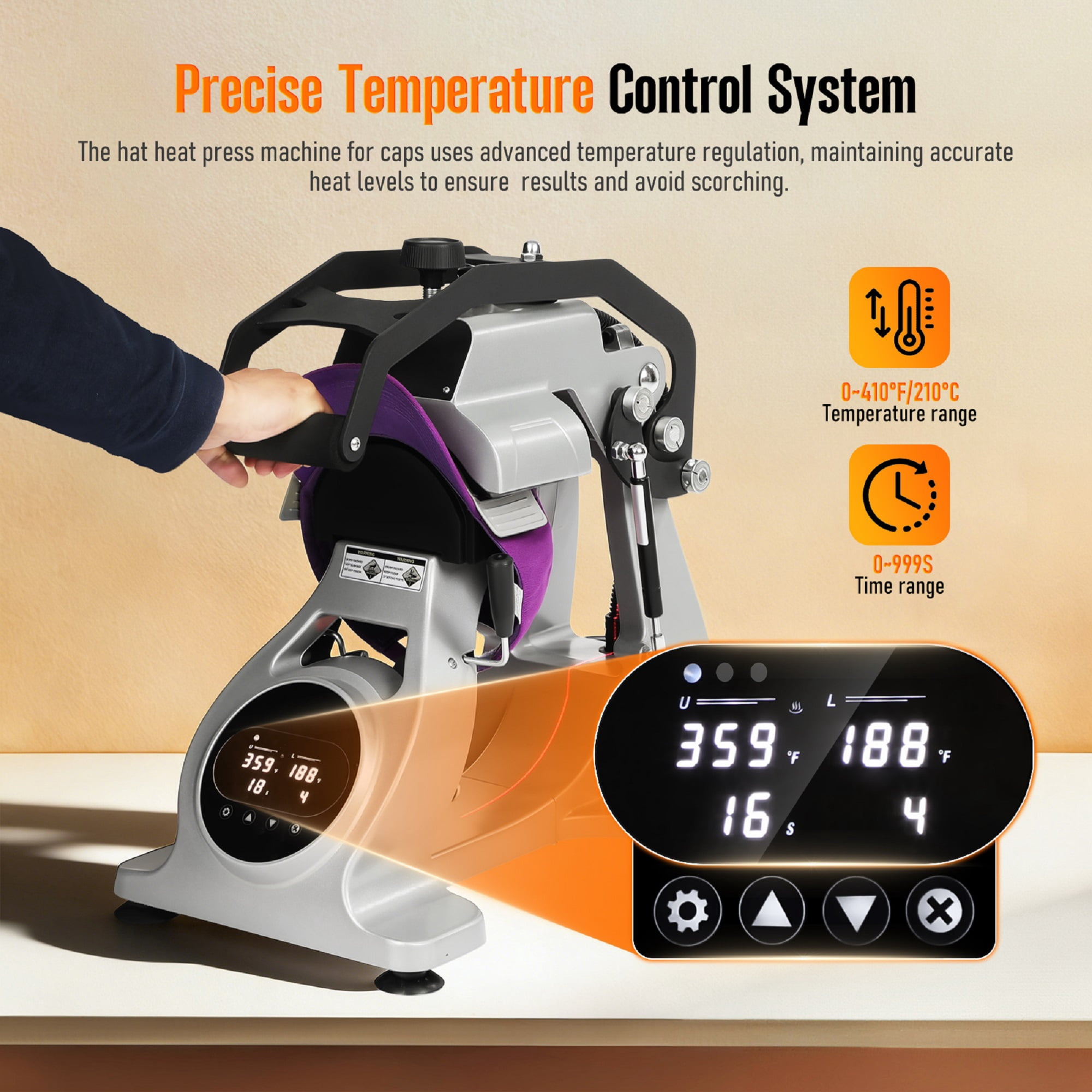 Dual Heater Hat Heat Press, Semi-auto Open Printing Cap Machine