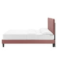 thumbnail image 5 of Platform Bed Frame, Twin Size, Pink, Velvet, Modern Contemporary, Bedroom Master Guest Suite Room, 5 of 10
