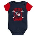 thumbnail image 2 of Newborn & Infant Navy/Red Cleveland Guardians Little Champ Three-Pack Bodysuit Bib & Booties Set, 2 of 5