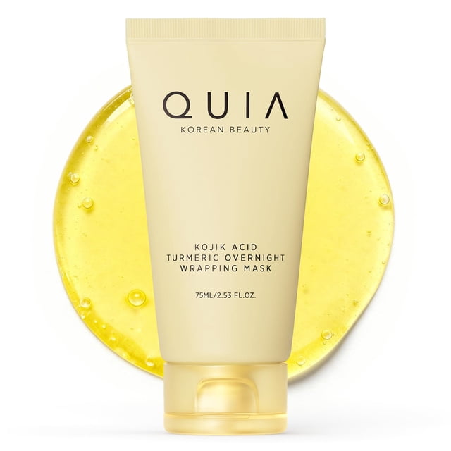 Mascarilla envolvente nocturna QUIA de cúrcuma y ácido kójico. Mascarilla hidratante para una piel radiante. Uniformiza el tono, alivia las rojeces y mejora la textura de la piel. Cuidado de la piel c